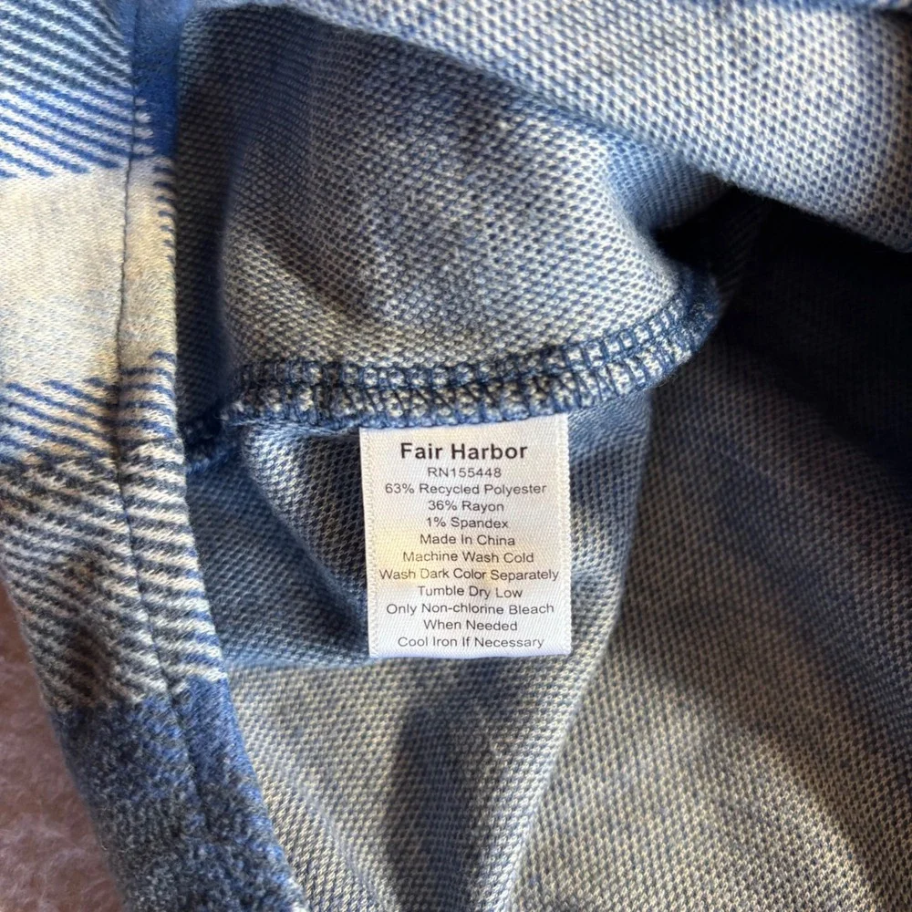 Fair Harbor Men Flannel Plaid Long Sleeve Button Up Shirt Size L Blue Gray - Picture 4 of 8